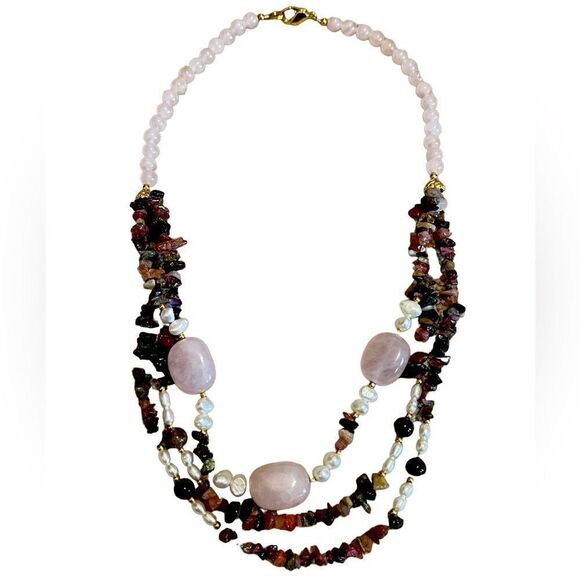 Lee Sands Multi Strand Gemstone & Cultured Pearl Necklace - Picture 1 of 7